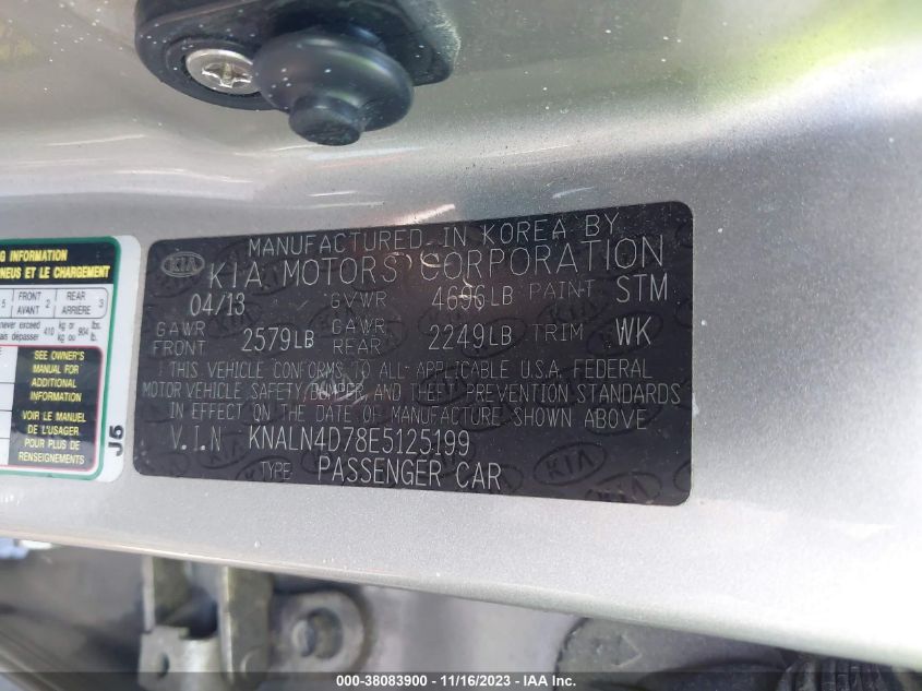 2014 KIA CADENZA PREMIUM KNALN4D78E5125199