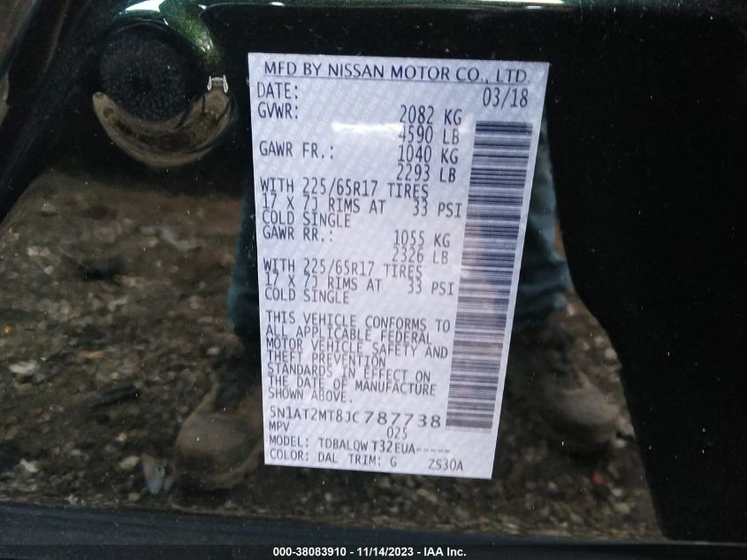 2018 NISSAN ROGUE SV - 5N1AT2MT8JC787738