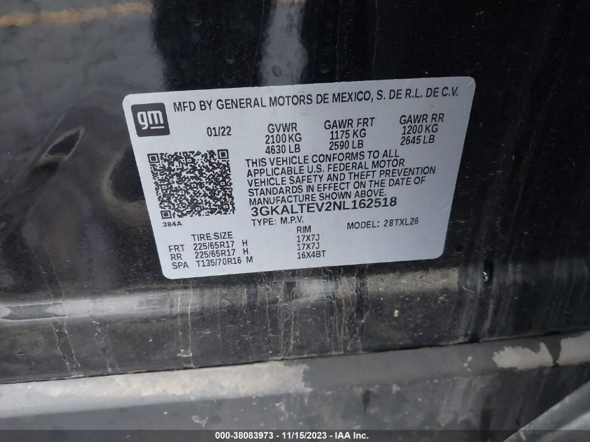 2022 GMC TERRAIN AWD SLE - 3GKALTEV2NL162518