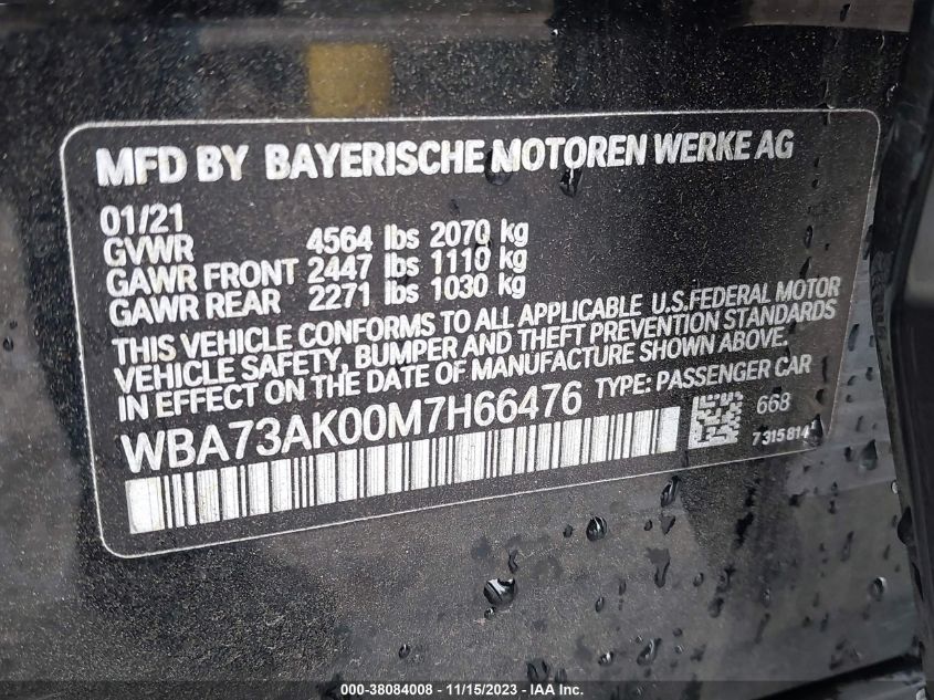 2021 BMW 2 SERIES 228I XDRIVE WBA73AK00M7H66476
