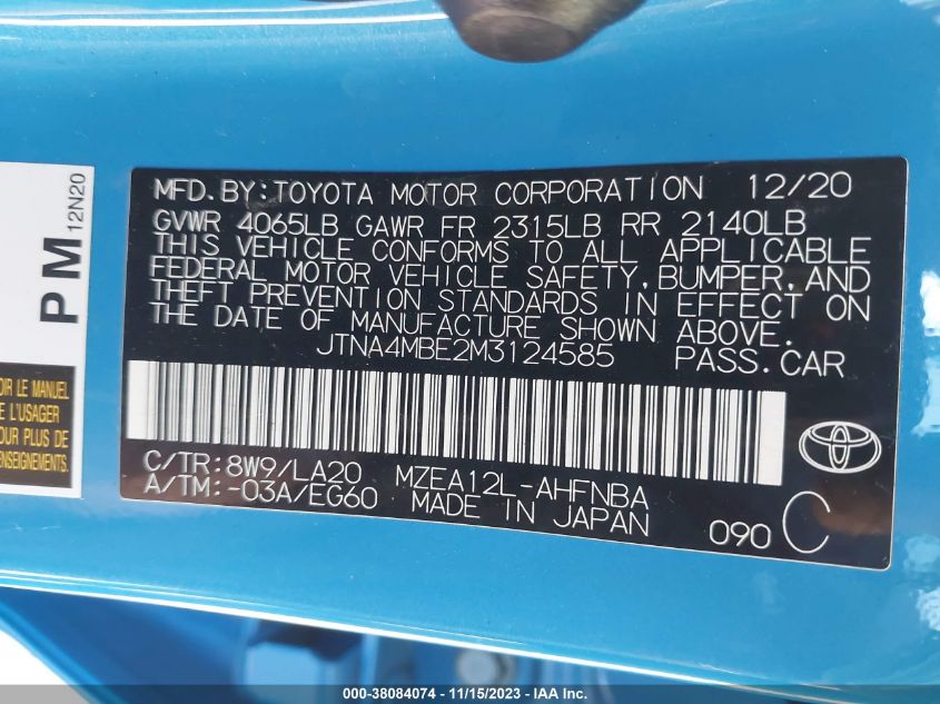 2021 TOYOTA COROLLA XSE - JTNA4MBE2M3124585