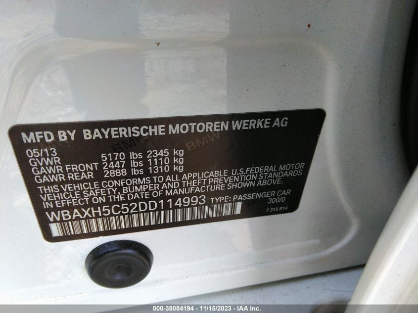 2013 BMW 528I XDRIVE WBAXH5C52DD114993