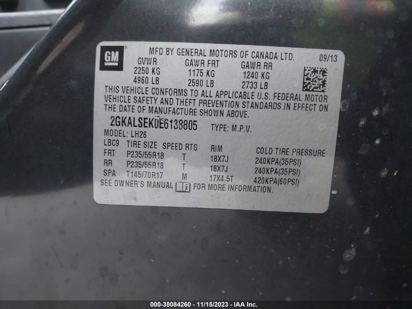 2014 GMC TERRAIN SLT - 2GKALSEK0E6138805