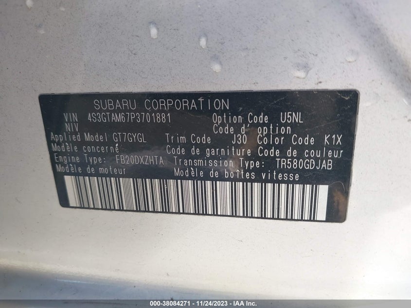 VIN 4S3GTAM67P3701881 2023 SUBARU IMPREZA SPORT 5-DOOR
