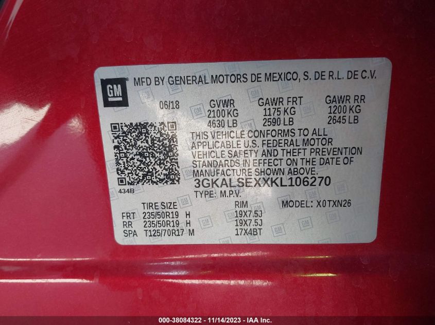 3GKALSEXXKL106270 2019 GMC TERRAIN DENALIphoto 9