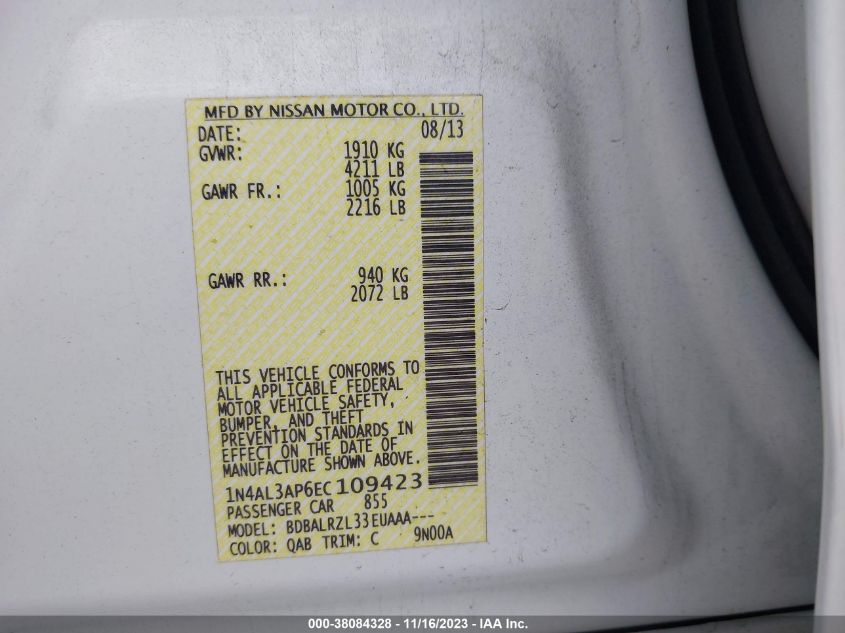 2014 NISSAN ALTIMA 2.5 S - 1N4AL3AP6EC109423