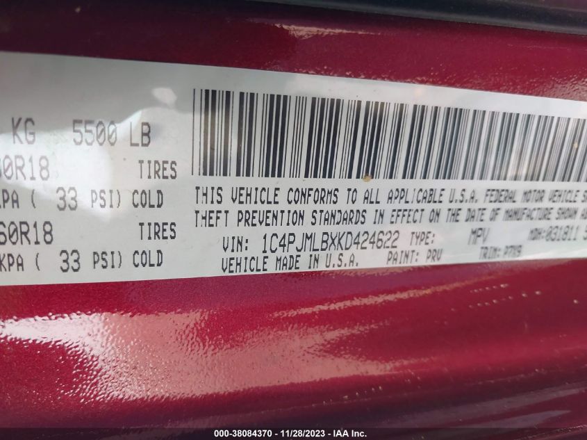 2019 JEEP CHEROKEE ALTITUDE 4X4 - 1C4PJMLBXKD424622