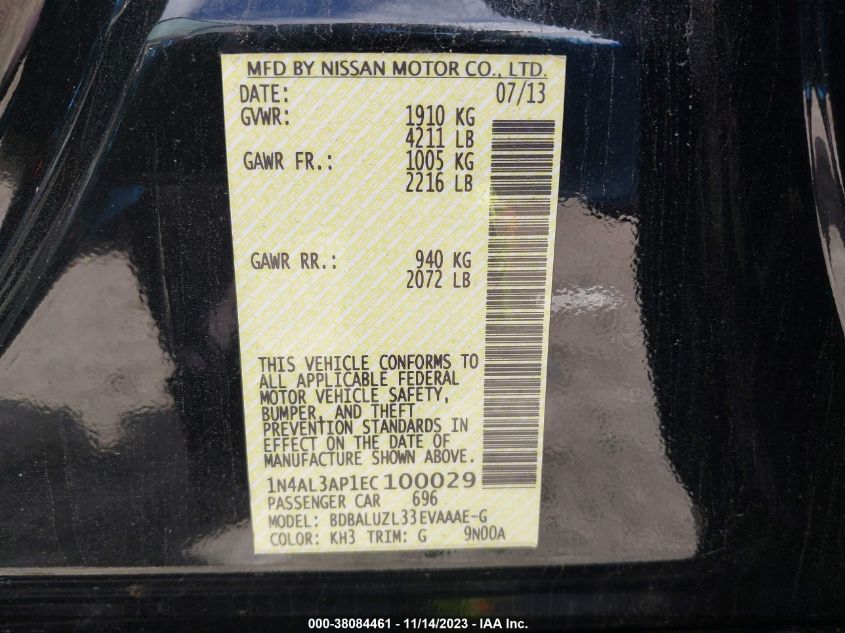 2014 NISSAN ALTIMA 2.5 SV - 1N4AL3AP1EC100029