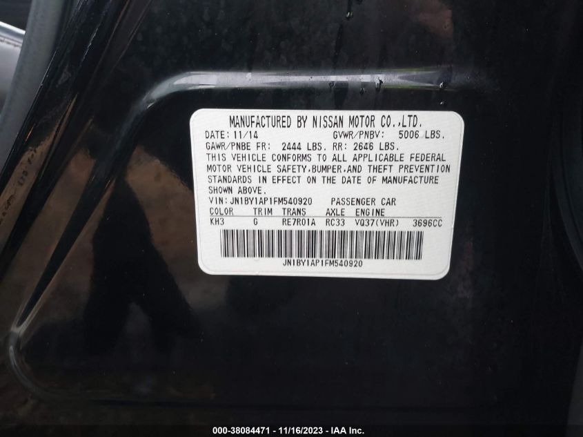 2015 INFINITI Q70 3.7 - JN1BY1AP1FM540920