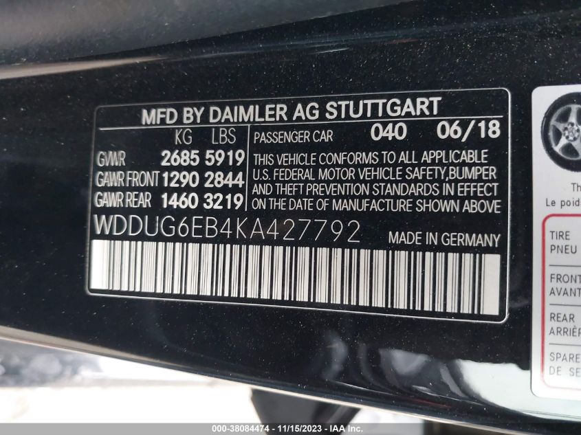 2019 MERCEDES-BENZ S 450 4MATIC WDDUG6EB4KA427792
