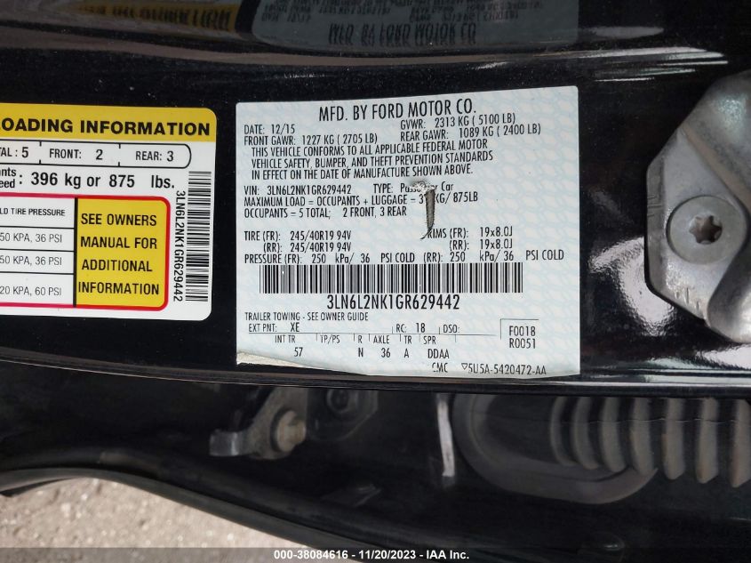 2016 LINCOLN MKZ BLACK LABEL - 3LN6L2NK1GR629442
