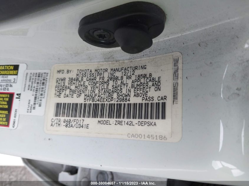 2013 TOYOTA COROLLA S - 5YFBU4EEXDP129884