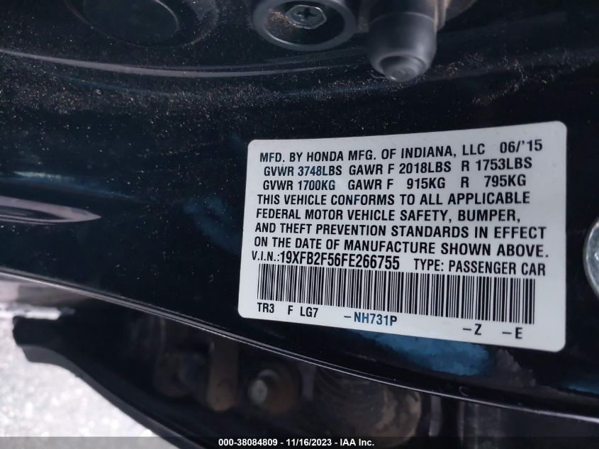 2015 HONDA CIVIC LX - 19XFB2F56FE266755