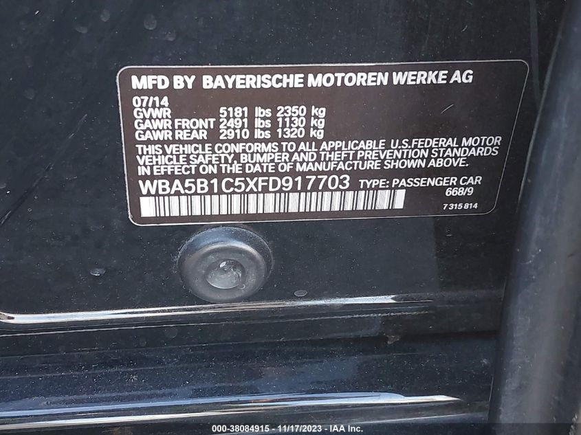 2015 BMW 535I - WBA5B1C5XFD917703