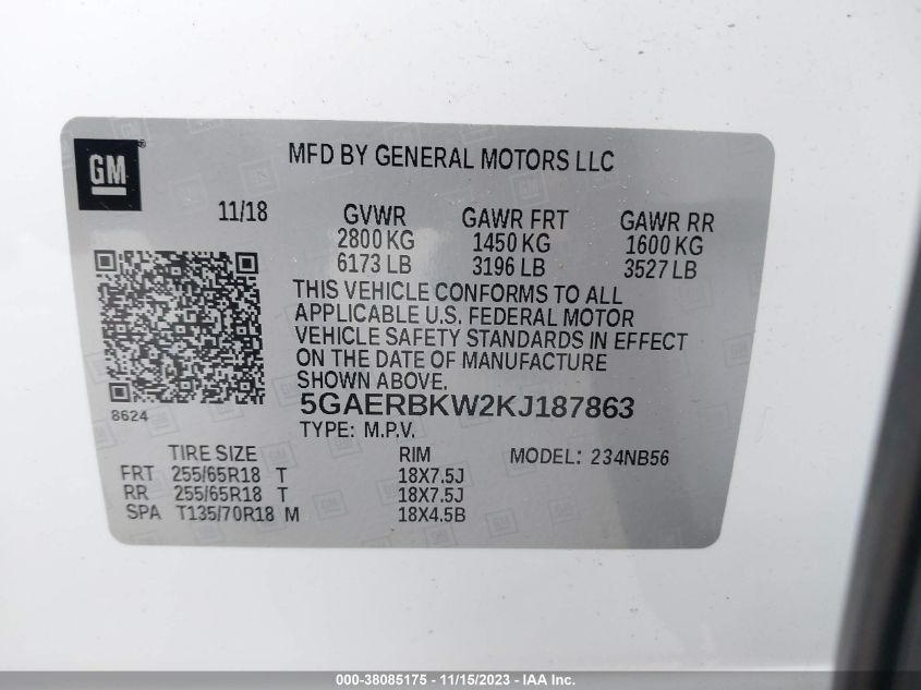 2019 BUICK ENCLAVE FWD ESSENCE - 5GAERBKW2KJ187863