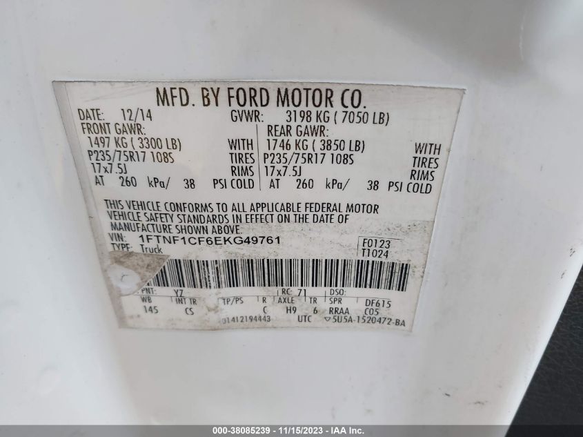 2014 FORD F-150 XL - 1FTNF1CF6EKG49761