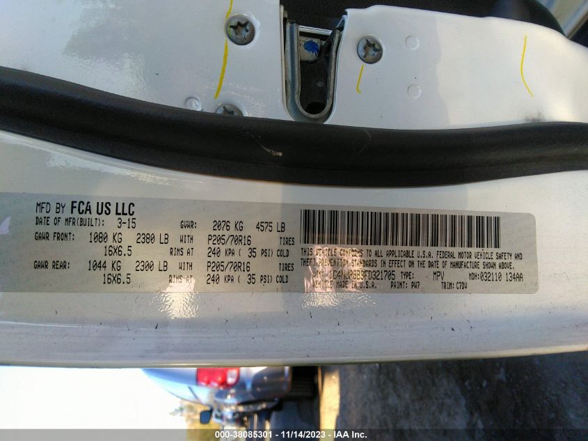 2015 JEEP PATRIOT SPORT - 1C4NJRBB9FD321705