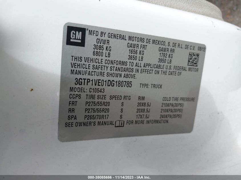 2013 GMC SIERRA 1500 SLE - 3GTP1VE01DG180785
