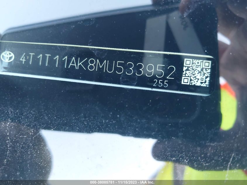 2021 TOYOTA CAMRY SE/NIGHT SHADE - 4T1T11AK8MU533952