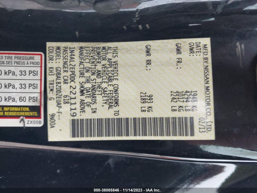 2013 NISSAN ALTIMA 2.5 S - 1N4AL2EP0DC221119