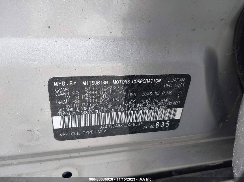 2022 MITSUBISHI OUTLANDER SE/BLACK EDITION - JA4J3UA8XNZ059397