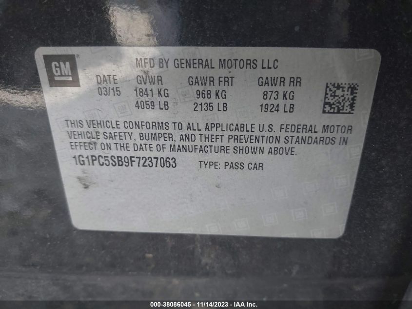 2015 CHEVROLET CRUZE LT - 1G1PC5SB9F7237063