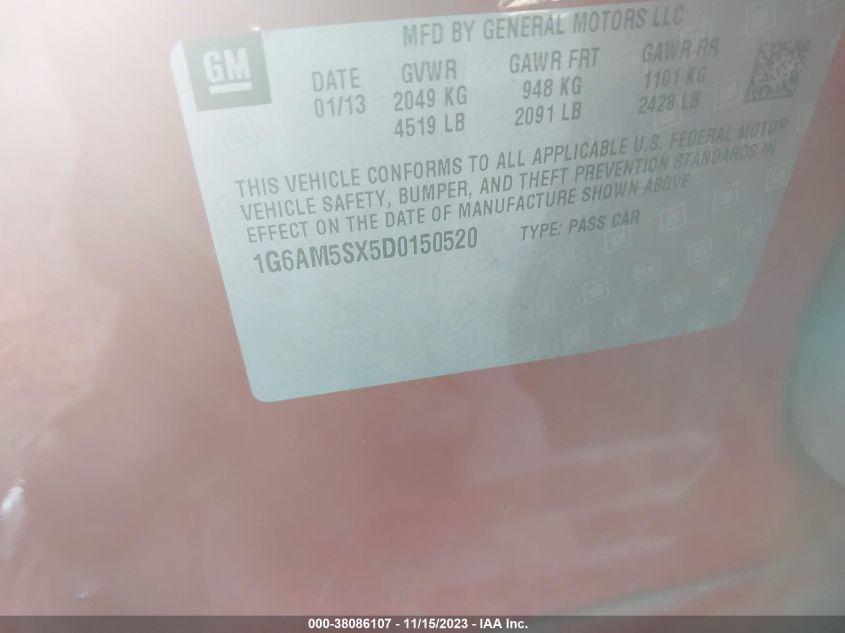 2013 CADILLAC ATS PREMIUM - 1G6AM5SX5D0150520