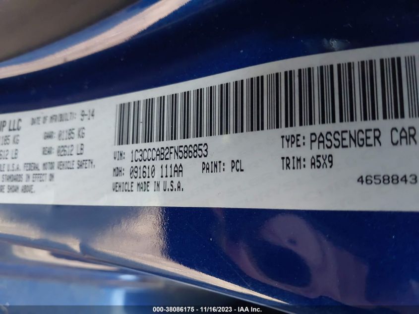 2015 CHRYSLER 200 LIMITED - 1C3CCCAB2FN586853