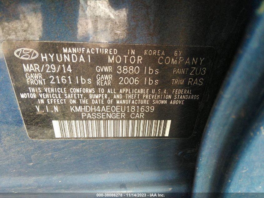 2014 HYUNDAI ELANTRA SE - KMHDH4AE0EU181639