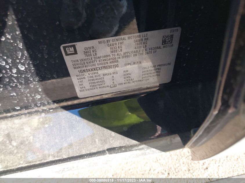 2015 CHEVROLET SUBURBAN 1500 LTZ 1GNSKKKCXFR630190