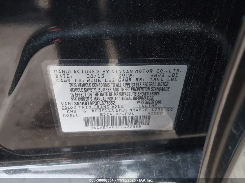 2015 NISSAN SENTRA SV - 3N1AB7AP3FL677352