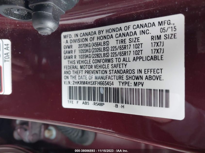 2015 HONDA CR-V EX - 2HKRM4H5XFH665454