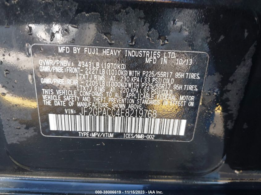 2014 SUBARU XV CROSSTREK PREMIUM - JF2GPACC4E8219768