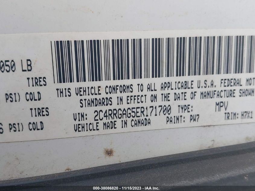 2014 RAM CARGO TRADESMAN 2C4RRGAG5ER171700