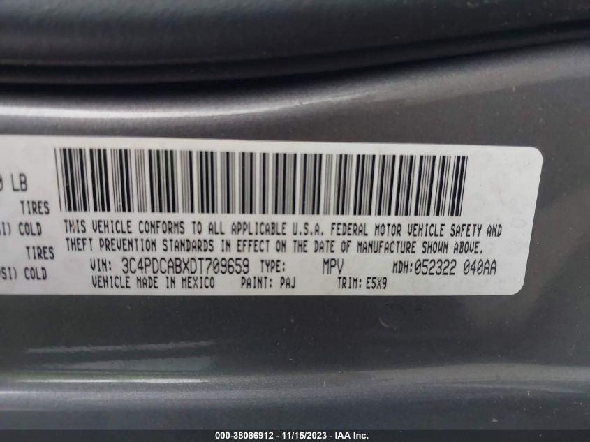 2013 DODGE JOURNEY SE - 3C4PDCABXDT709659