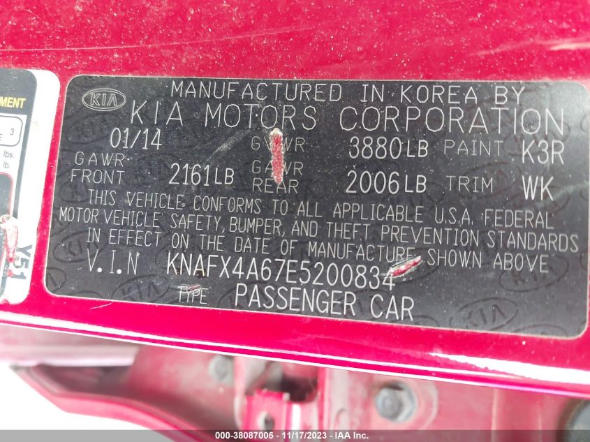 2014 KIA FORTE LX - KNAFX4A67E5200834