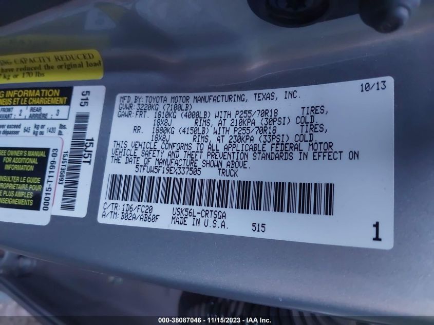 2014 TOYOTA TUNDRA DOUBLE CAB SR/SR5 - 5TFUW5F19EX337505