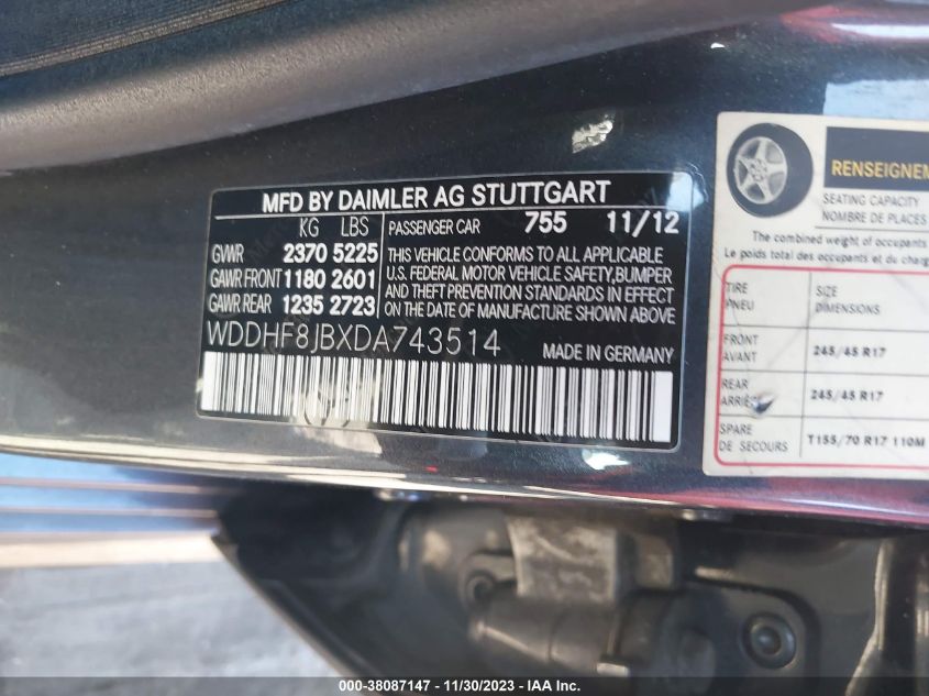 2013 MERCEDES-BENZ E 350 4MATIC - WDDHF8JBXDA743514