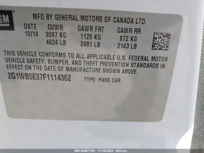 2015 CHEVROLET IMPALA LIMITED LT - 2G1WB5E37F1114362