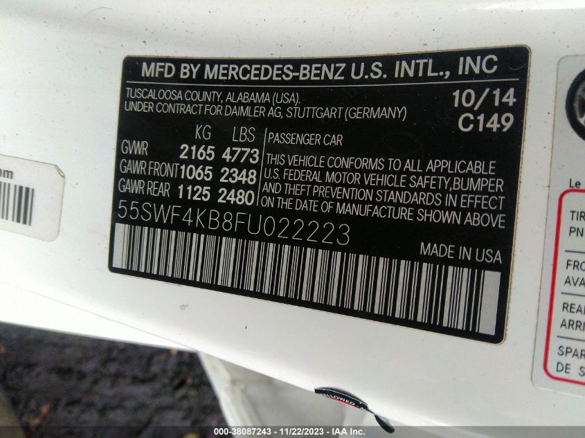 2015 MERCEDES-BENZ C 300 4MATIC - 55SWF4KB8FU022223