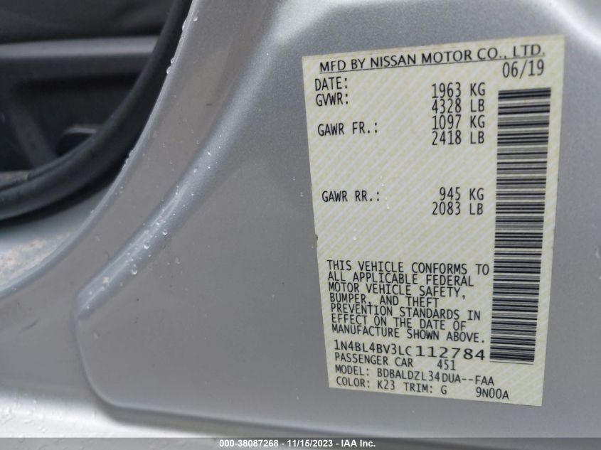 VIN 1N4BL4BV3LC112784 2020 NISSAN ALTIMA S FWD
