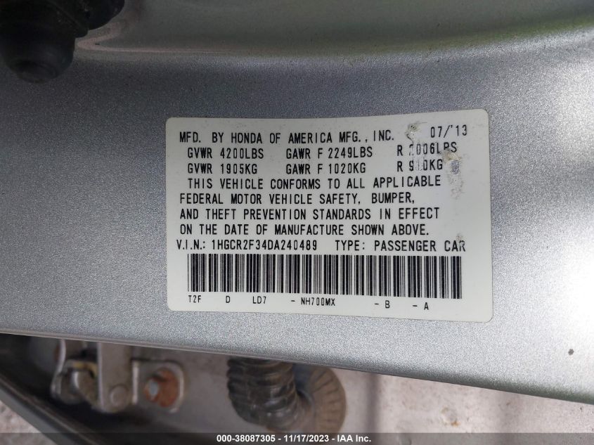 2013 HONDA ACCORD LX - 1HGCR2F34DA240489