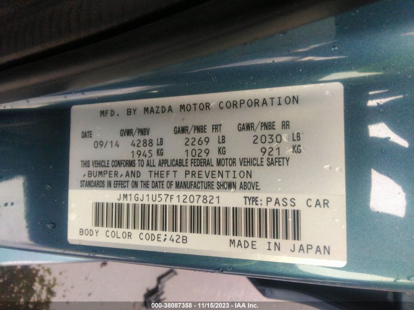 2015 MAZDA MAZDA6 I SPORT - JM1GJ1U57F1207821