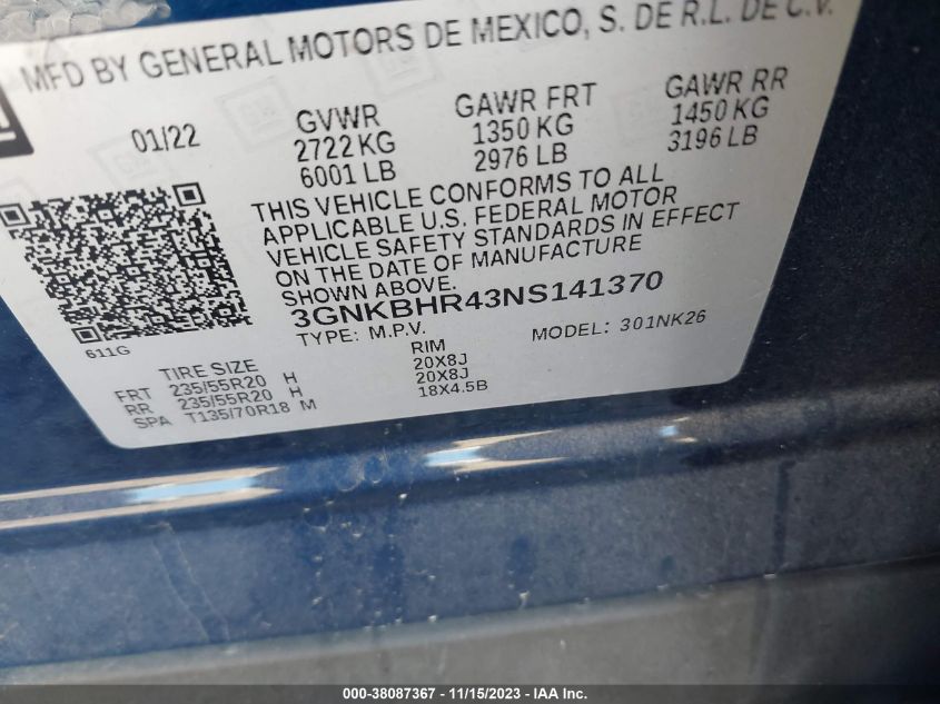 2022 CHEVROLET BLAZER 2LT - 3GNKBHR43NS141370