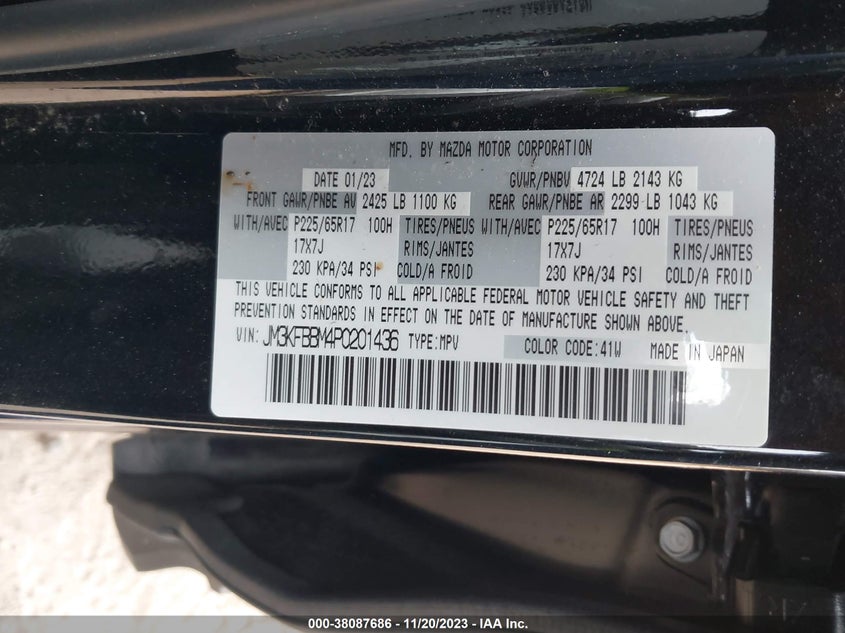 VIN JM3KFBBM4P0201436 2023 MAZDA CX-5 2.5 S SELECT