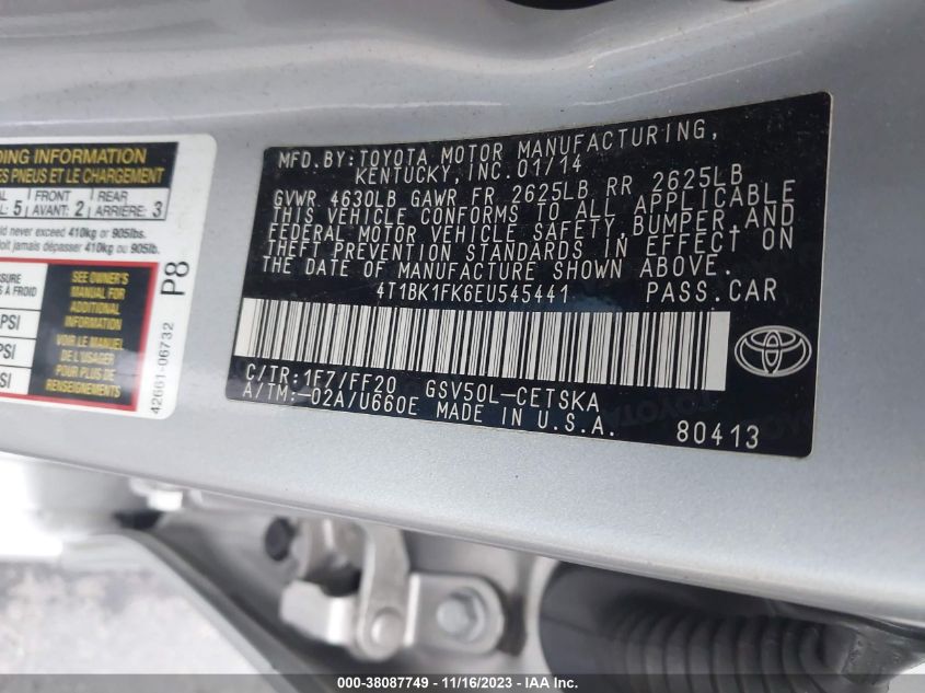 2014 TOYOTA CAMRY SE V6 - 4T1BK1FK6EU545441