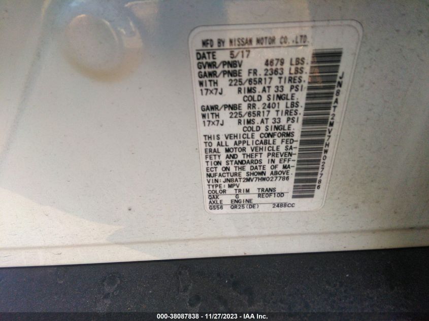 2017 NISSAN ROGUE SV - JN8AT2MV7HW027786