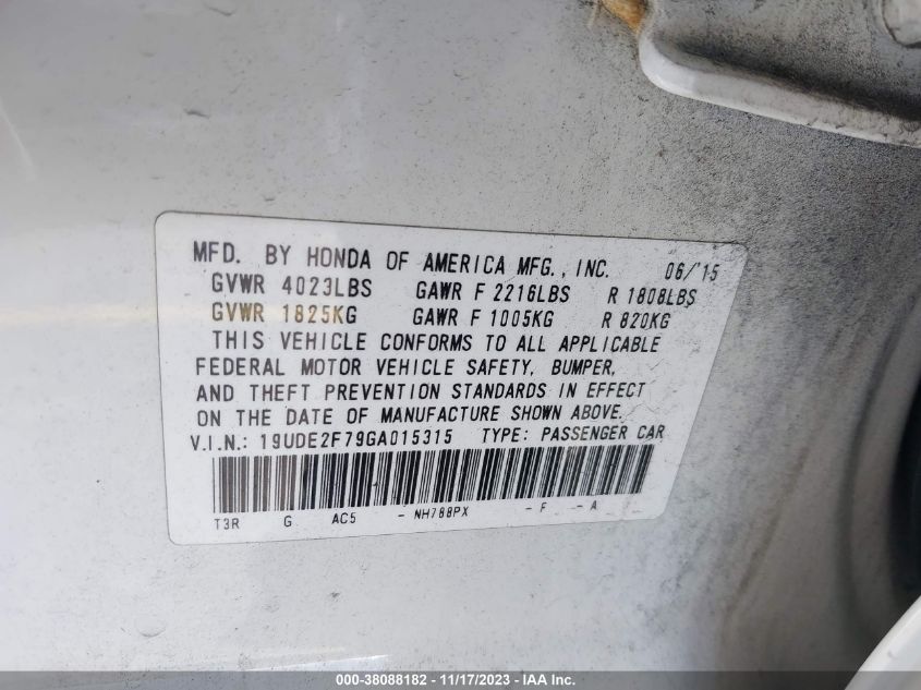2016 ACURA ILX W - 19UDE2F79GA015315