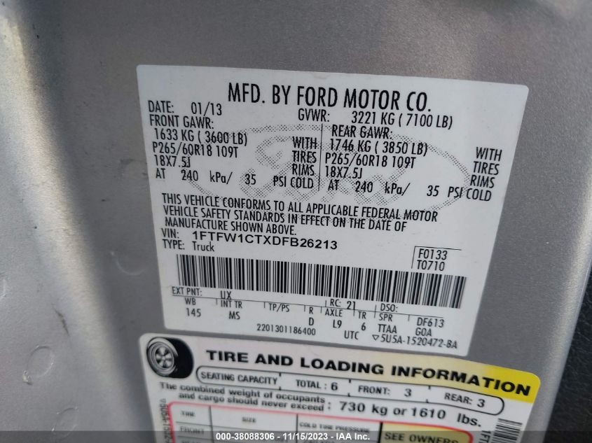 2013 FORD F150 SUPERCREW - 1FTFW1CTXDFB26213