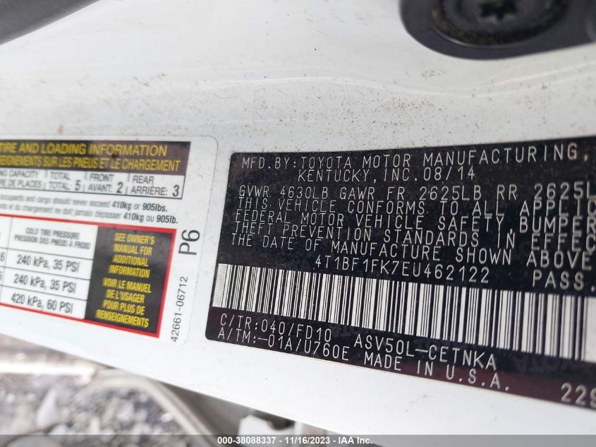 2014 TOYOTA CAMRY LE - 4T1BF1FK7EU462122